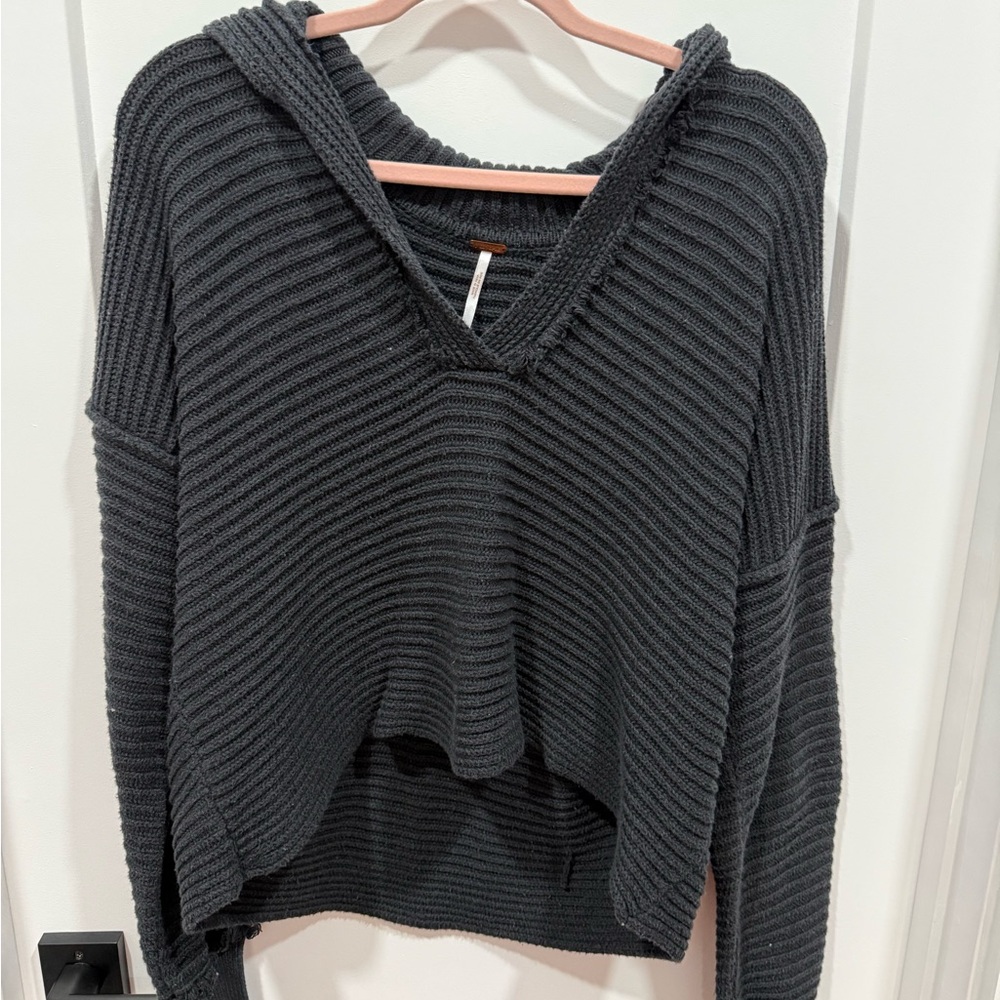 Free People Charcoal V-Neck Sweater